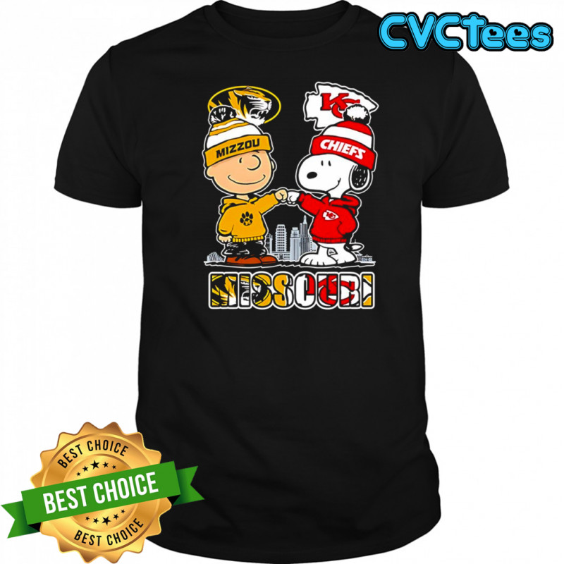 Charlie Brown and Snoopy x Missouri Tigers and Kansas City Chiefs shirt