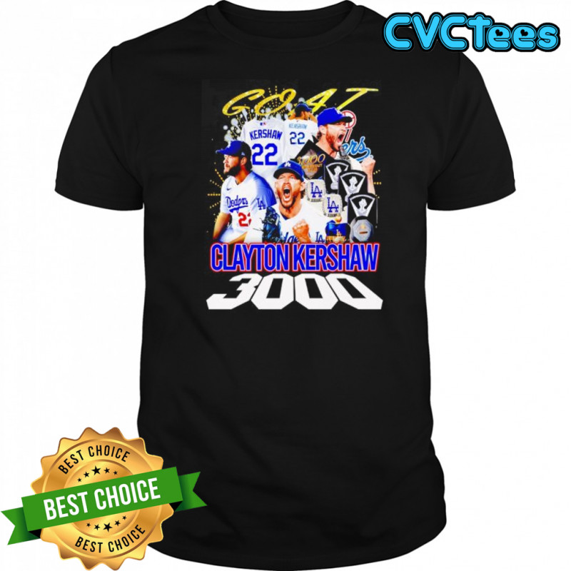 Clayton Kershaw Los Angeles Dodgers Goat 3000 signature poster shirt