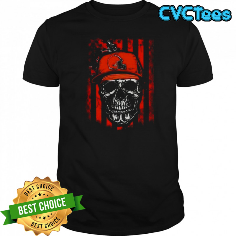 Cleveland Browns NFL Skull American Flag Football Lover T-Shirt