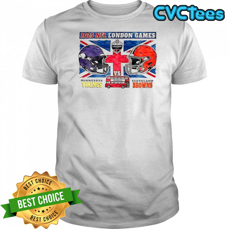 Cleveland Browns vs Minnesota Vikings 2025 NFL London Gameday helmets flag shirt