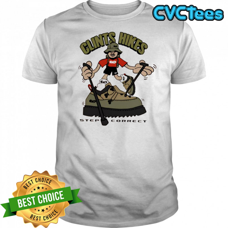 Clints Hikes Step Correct hiker logo shirt