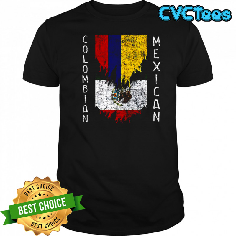 Colombian Mexican Flags Ripped Torn Colombia Mexico shirt