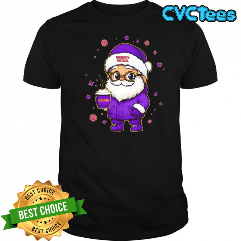 Cute santa with latte Minnesota Football NFL Christmas shirt