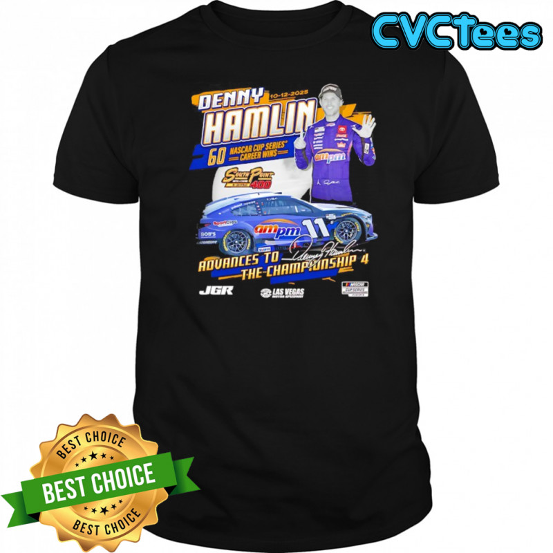 Denny Hamlin Checkered Flag Sports 2025 South Point 400 Race Winner shirt