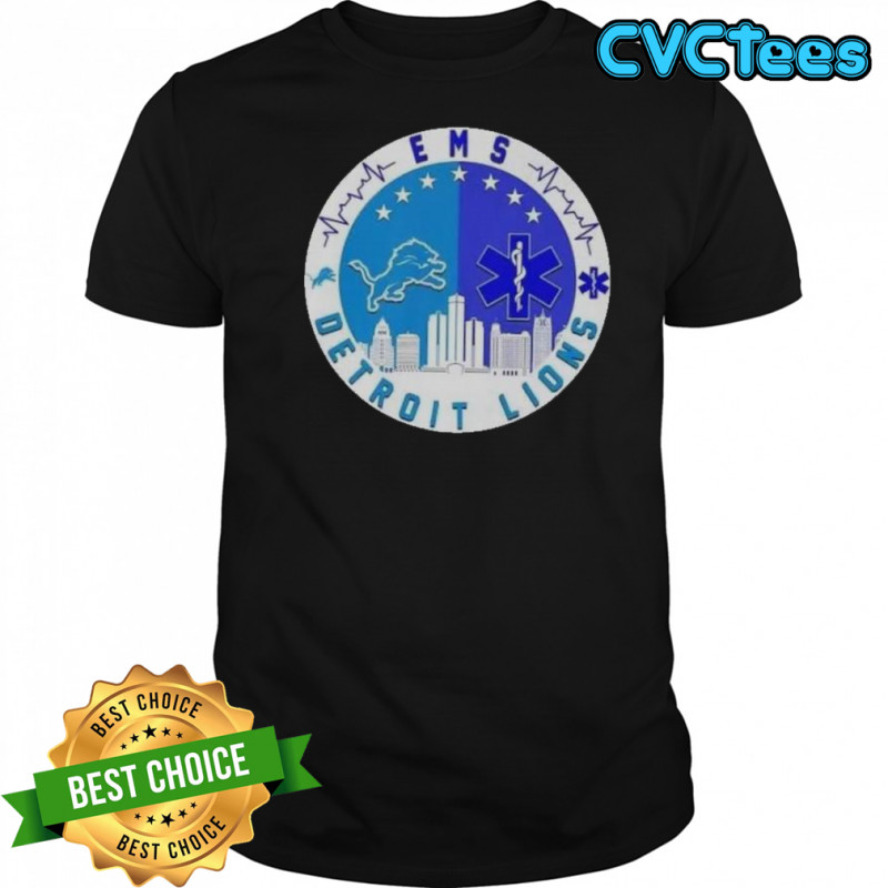 Detroit Lions Heartbeat EMS City Skyline T-Shirt