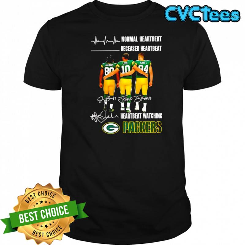 Green Bay Packers players normal heartbeat deceased heartbeat heartbeat watching Packers signatures shirt