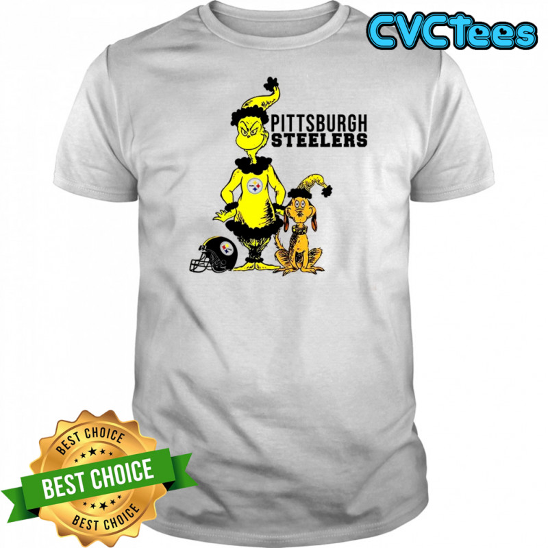 Grinch and Max X Pittsburgh Steelers football Christmas shirt