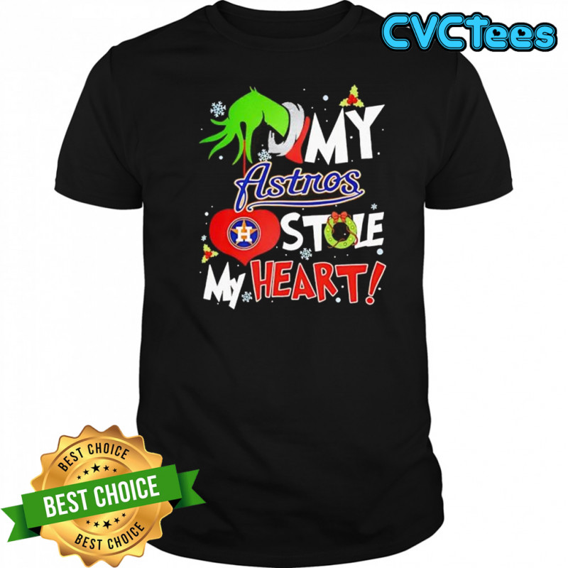 Grinch hand my houston astros stole my heart Christmas shirt