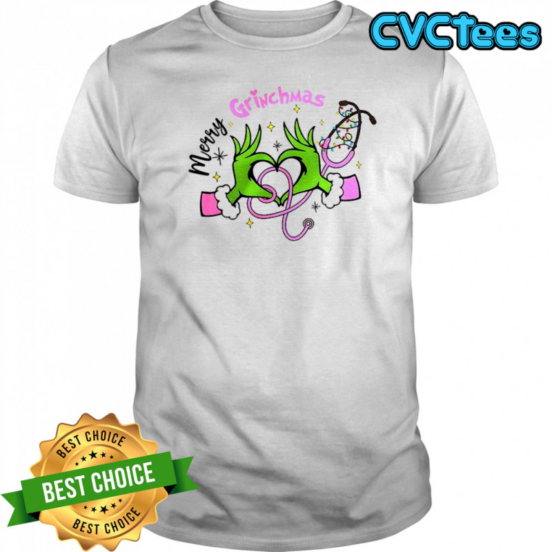 Grinch nurse love hand Merry Grinchmas Merry Christmas shirt