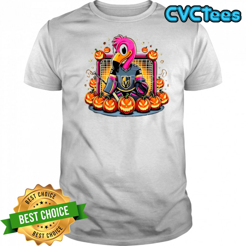Halloween flamingo x Vegas Golden Knights NHL team logo shirt