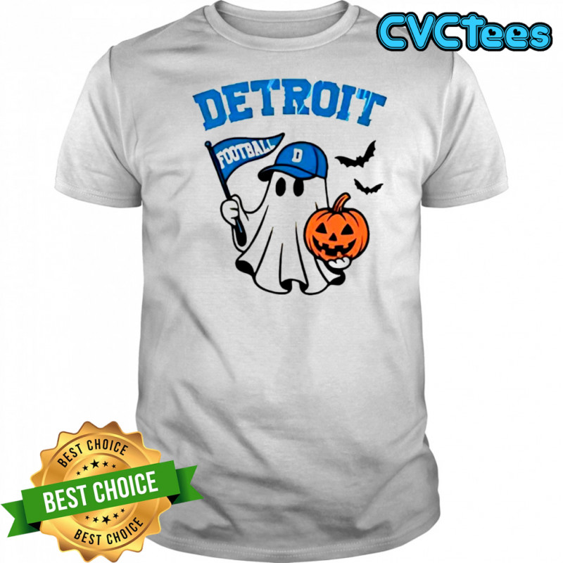 Halloween Ghost Detroit Lions Football flag pumpkin shirt