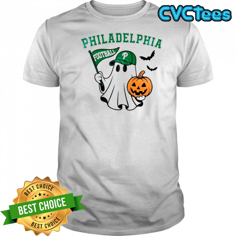 Halloween Ghost Philadelphia Eagles football flag pumpkin shirt