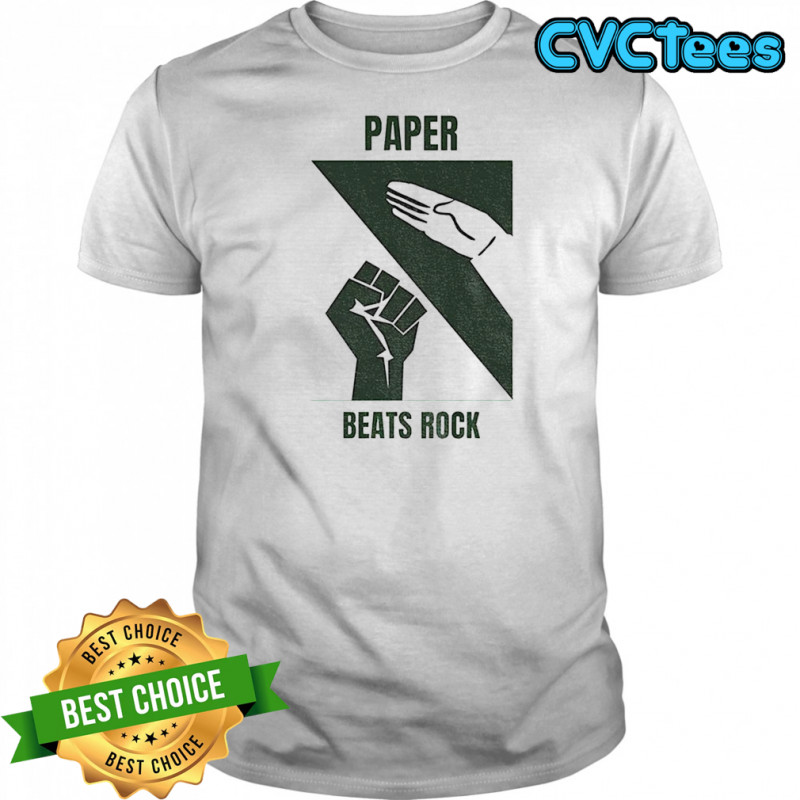Hands paper beats rock shirt