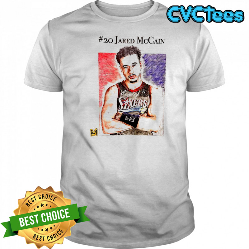 Jared McCain Philadelphia 76ers basketball number 20 sketch shirt