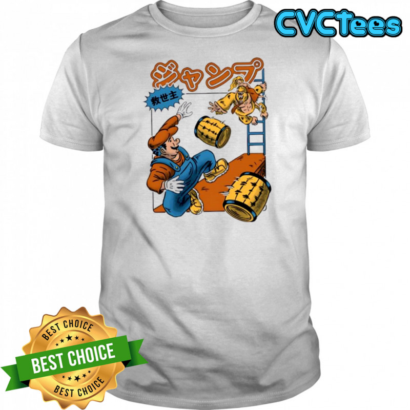 Jumping Savior cartoon funny T-shirts