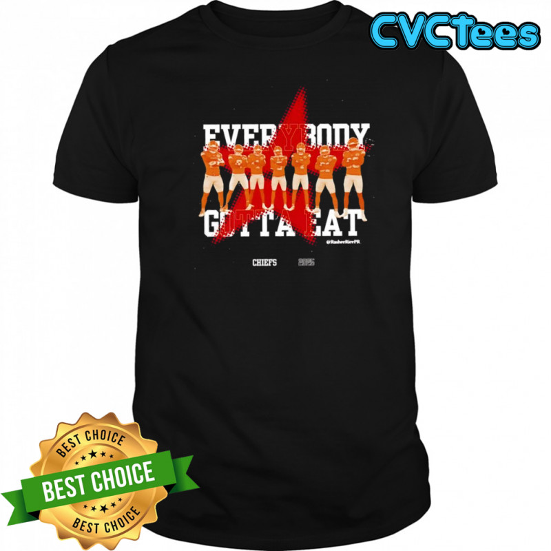 Kansas City Chiefs 2025 star Everybody Gotta Eat players pose shirt