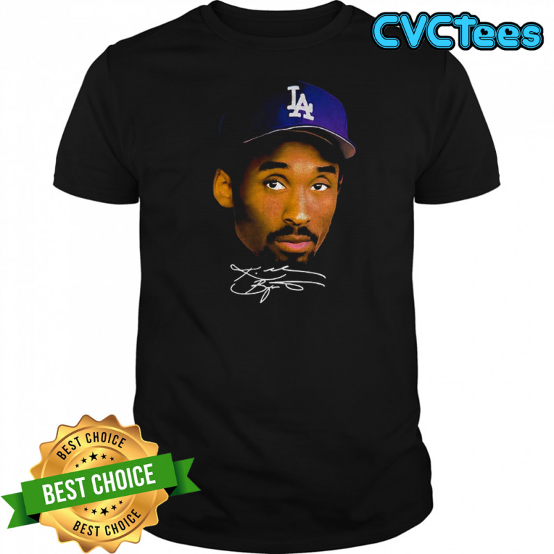 Kobe Bryant LA Hat big face Los Angeles Dodgers MLB Baseball signature shirt