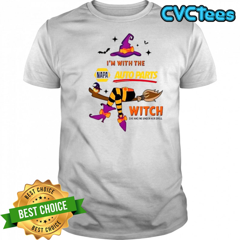 Napa Auto Parts I’m With The Witch She Has Me Under Her Spell Halloween T-Shirt