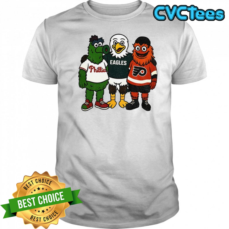 Phillie Phanatic Swoop and Gritty Philadelphia Phillies Eagles Flyers shirt