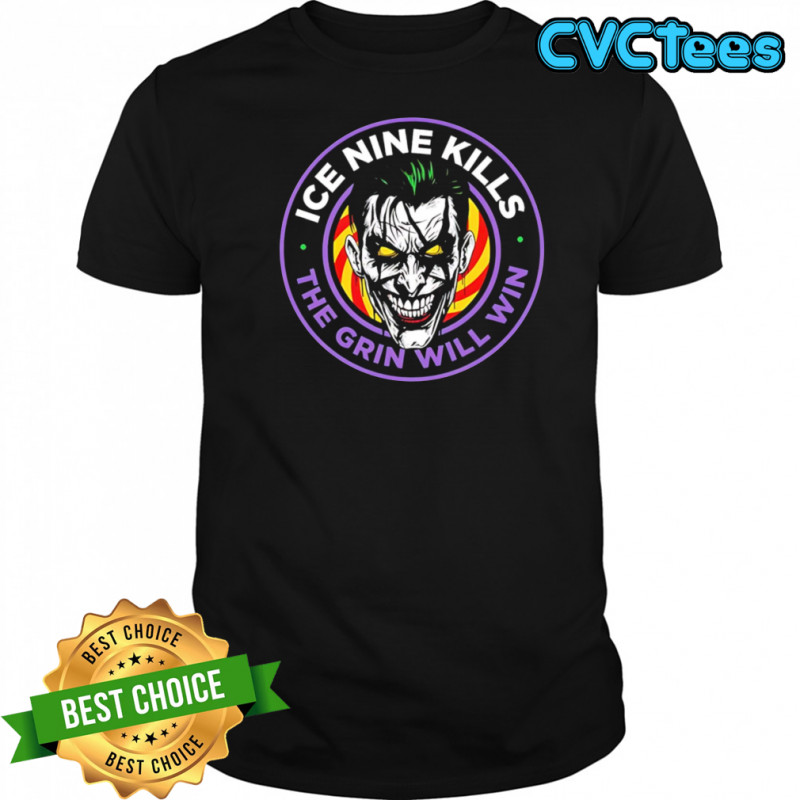 The Laugh Track Joker Face Horror The Grin Will Win Big Logo T-shirts