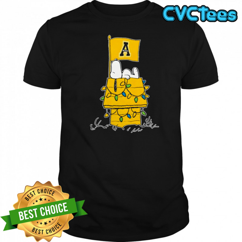 App State Mountaineers Snoopy house holiday lights shirt