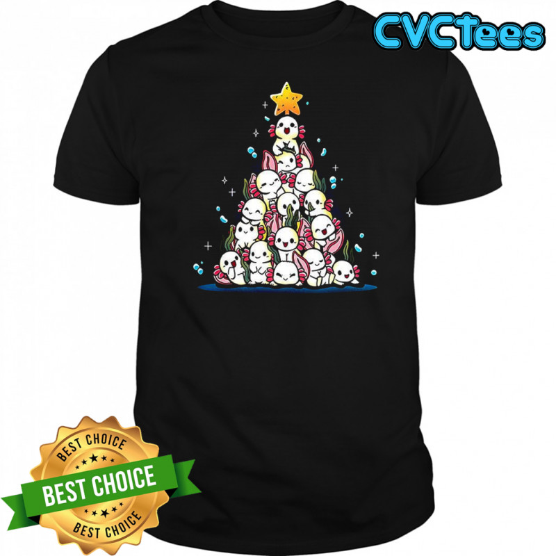 Axolotl stacking Christmas trees shirt