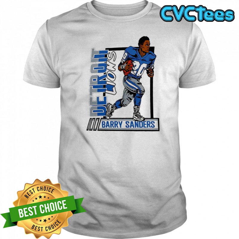 Barry Sanders Blue Detroit Lions football caricature retired player shirt