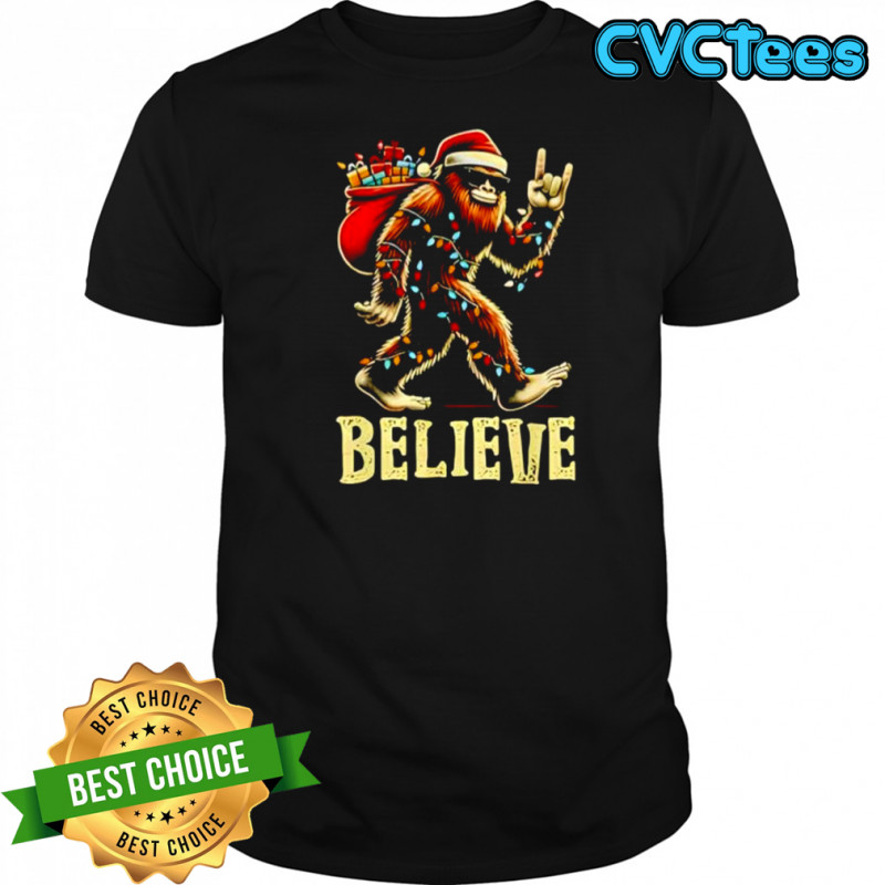 Bigfoot Believe Tree Xmas Shirt