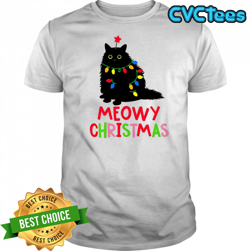 Black cat Meowy Christmas shirt