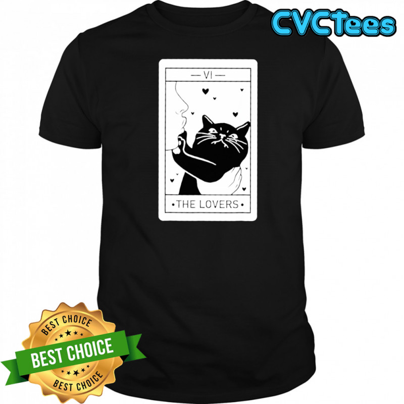 Black cat the Lovers card shirt