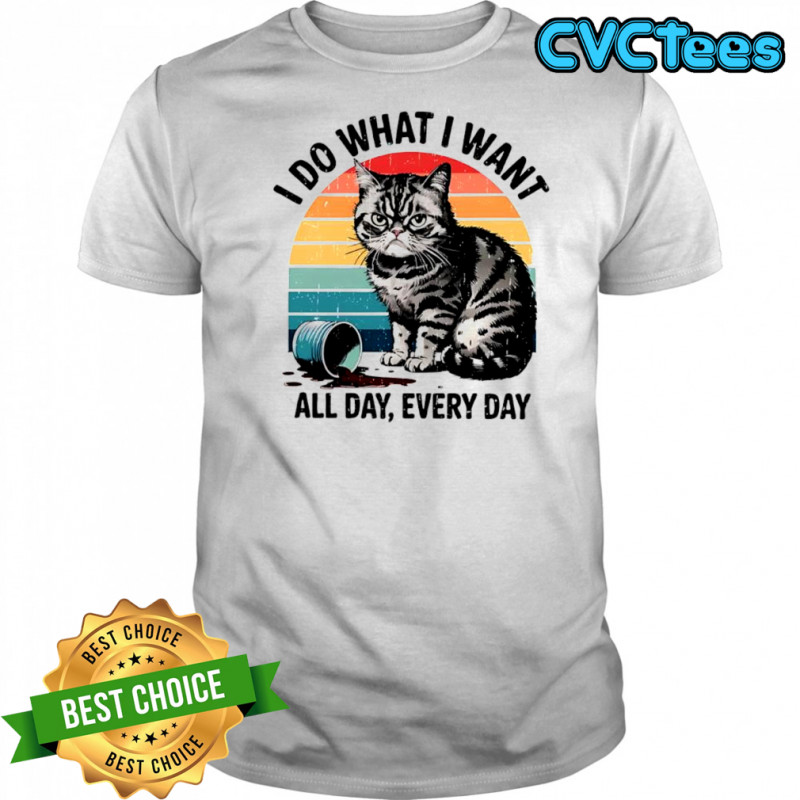 Cat Vintage i do what i want all day every day shirt