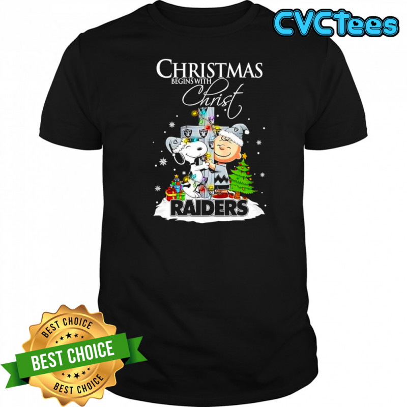 Christmas begins with Christ Las Vegas Raiders x Snoopy and Charlie Brown shirt
