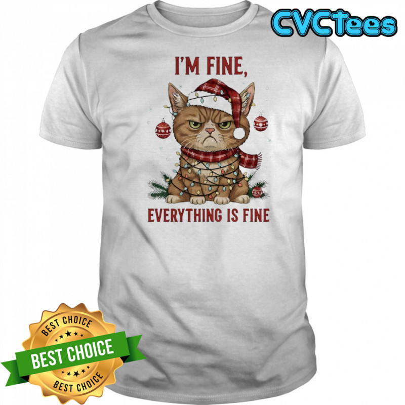 Christmas Cat Santa I’m fine everything is fine shirt