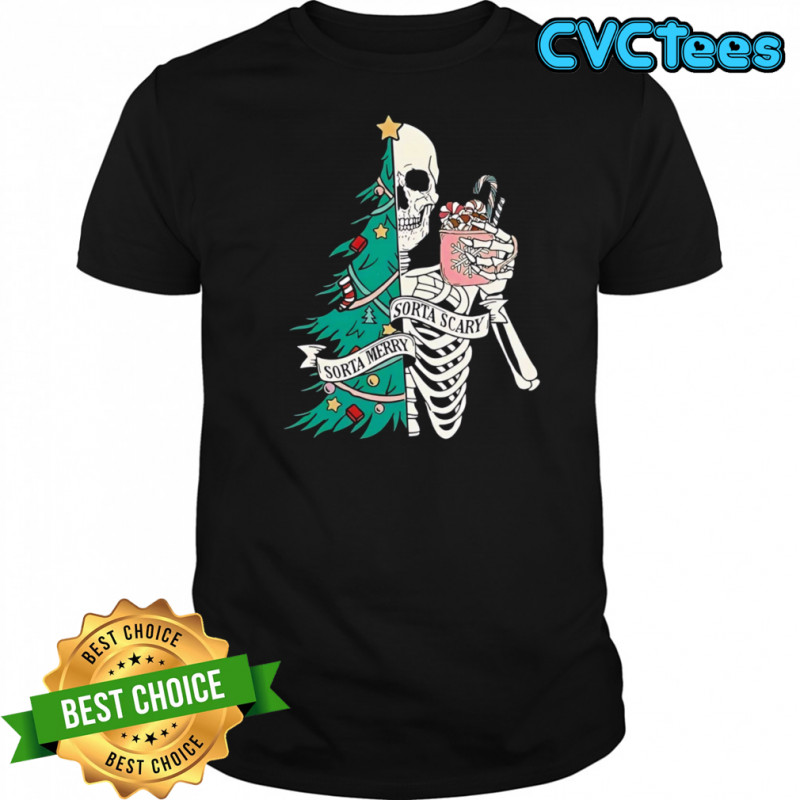 Christmas Sorta Merry Sorta Scary Skeleton Xmas shirt