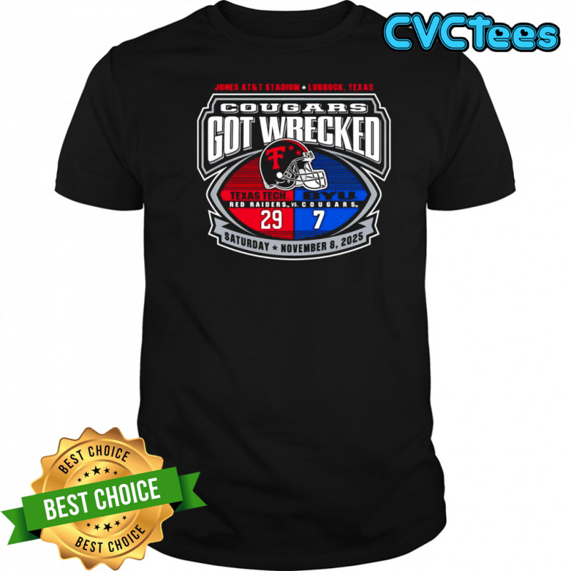 Cougars got wrecked Texas Tech Red Raiders and BYU Cougars 2025 shirt