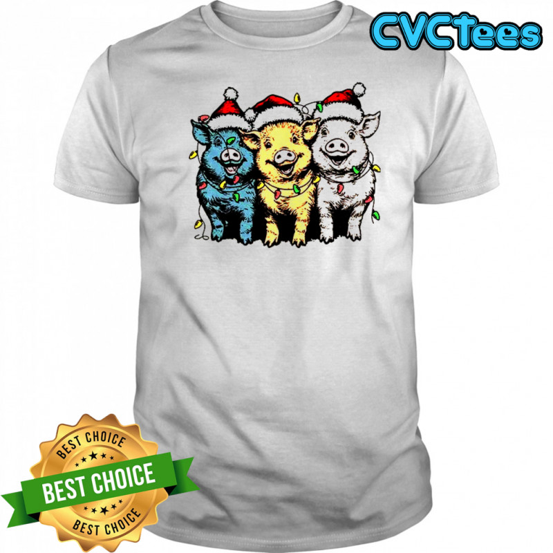 Cute pigs Santa hat Merry Christmas 2025 shirt