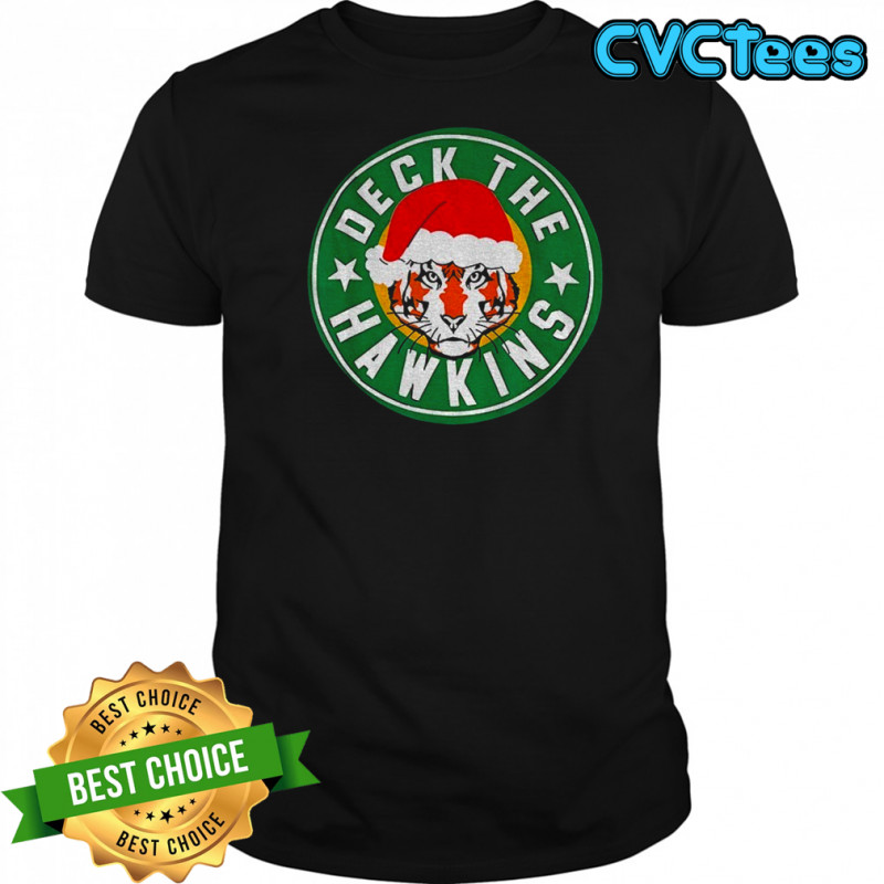 Deck The Hawkins Big Chest Badge Stranger Things Merry Christmas shirt