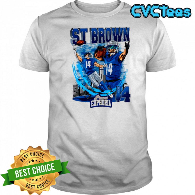 Detroit Lions Amon-Ra St. Brown 14 skyline graphic shirt
