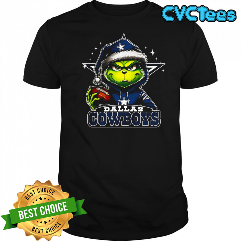 Grinch Santa hat X Dallas Cowboys NFL Christmas shirt