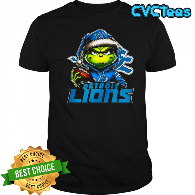 Grinch Santa hat X Detroit Lions NFL Christmas shirt