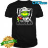 Grinch wearing Santa x Las Vegas Raiders hat Christmas shirt