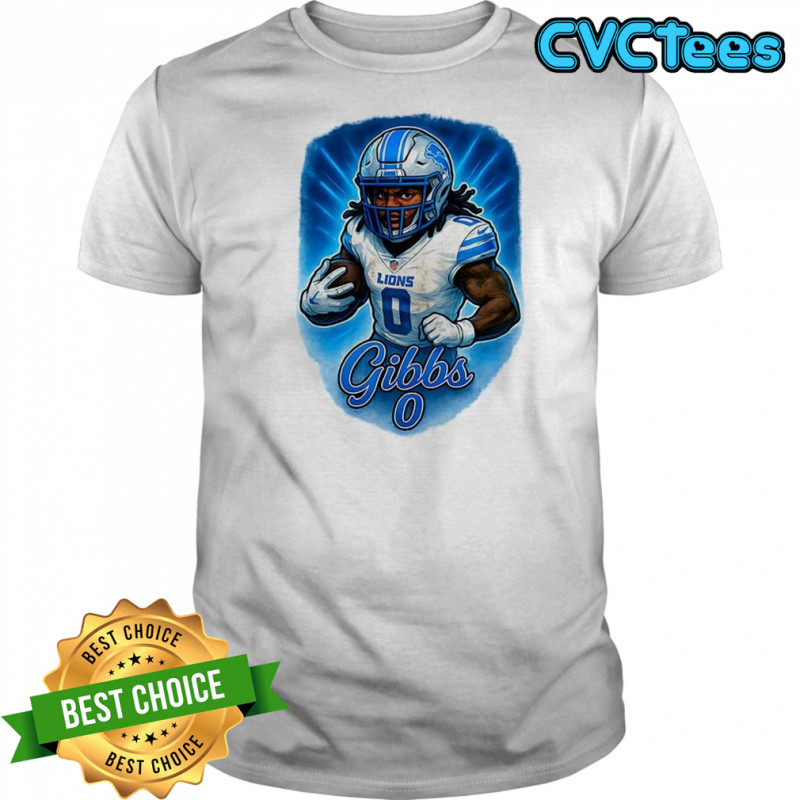 Jahmyr Gibbs Detroit Lions football number 0 caricature shirt