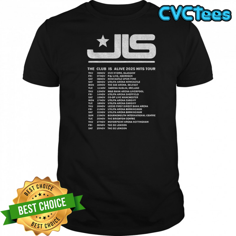 JLS The Club is Alive 2025 Hits Tour shirt