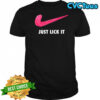 Just Lick It pink tongue graphic shirt