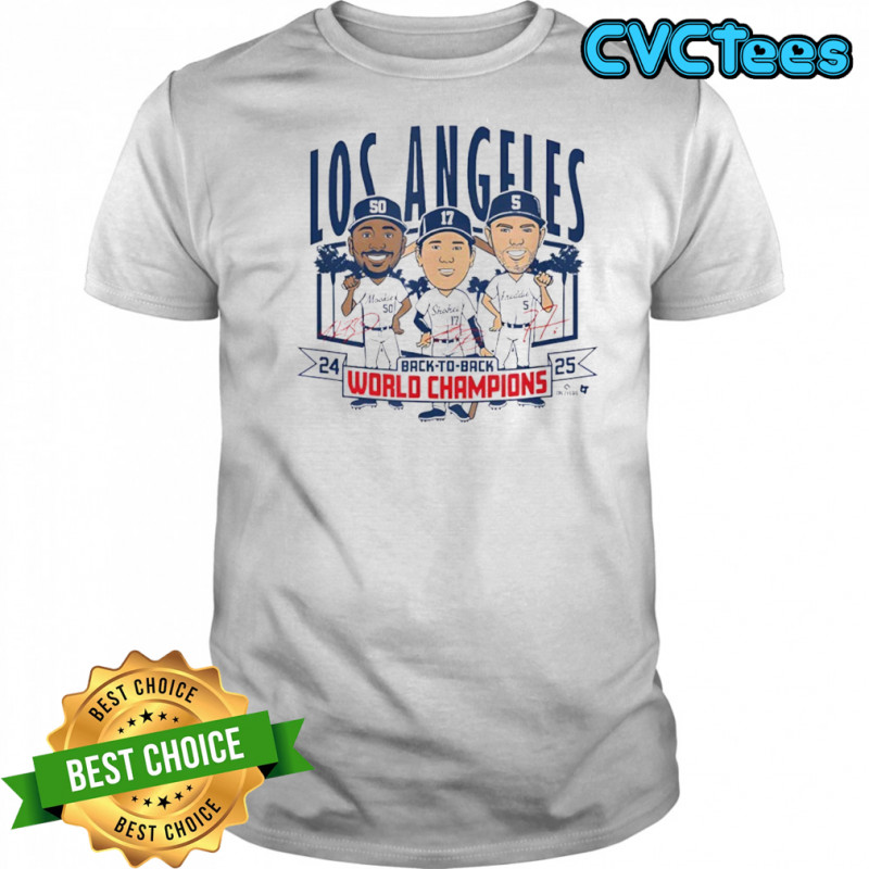 LA Baseball Back to Back World Champs Caricatures shirt