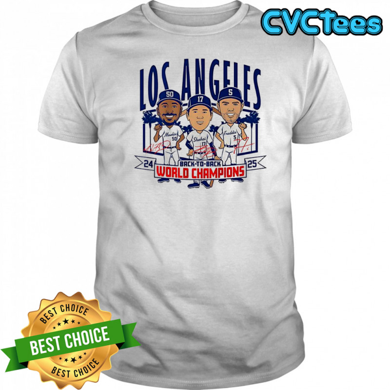 Los Angeles baseball Back to back World Champs 2025 caricatures signature shirt