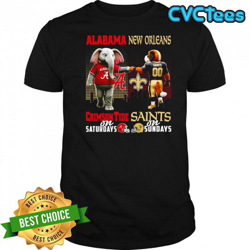 Alabama Crimson Tide On Saturdays x New Orleans Saints On Sundays Mascot Shirt