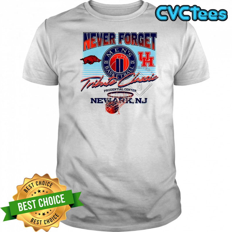 Arkansas Razorbacks vs Houston Cougars never forget tribute classic 2025 shirt
