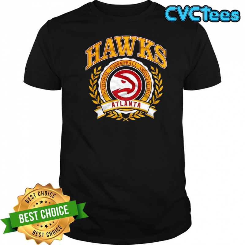 Atlanta Hawks National Basketball Association logo laurel wreath frame retro shirt