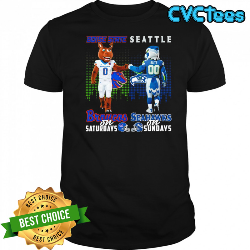 Boise State Broncos on Saturdays x Seattle Seahawks on Sundays Mascot shirt